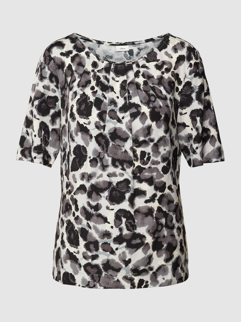 Bluse mit Allover-Muster in hellgrau