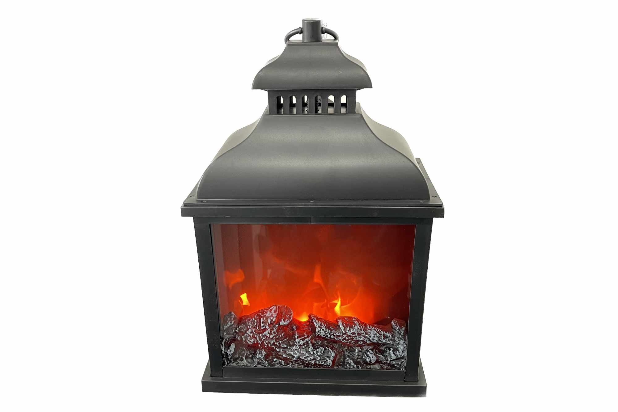 Coen Bakker Deco BV Dekokamin Fireplaces (1-St), Laterne schwarz Flammensimulation 6/18h Timer