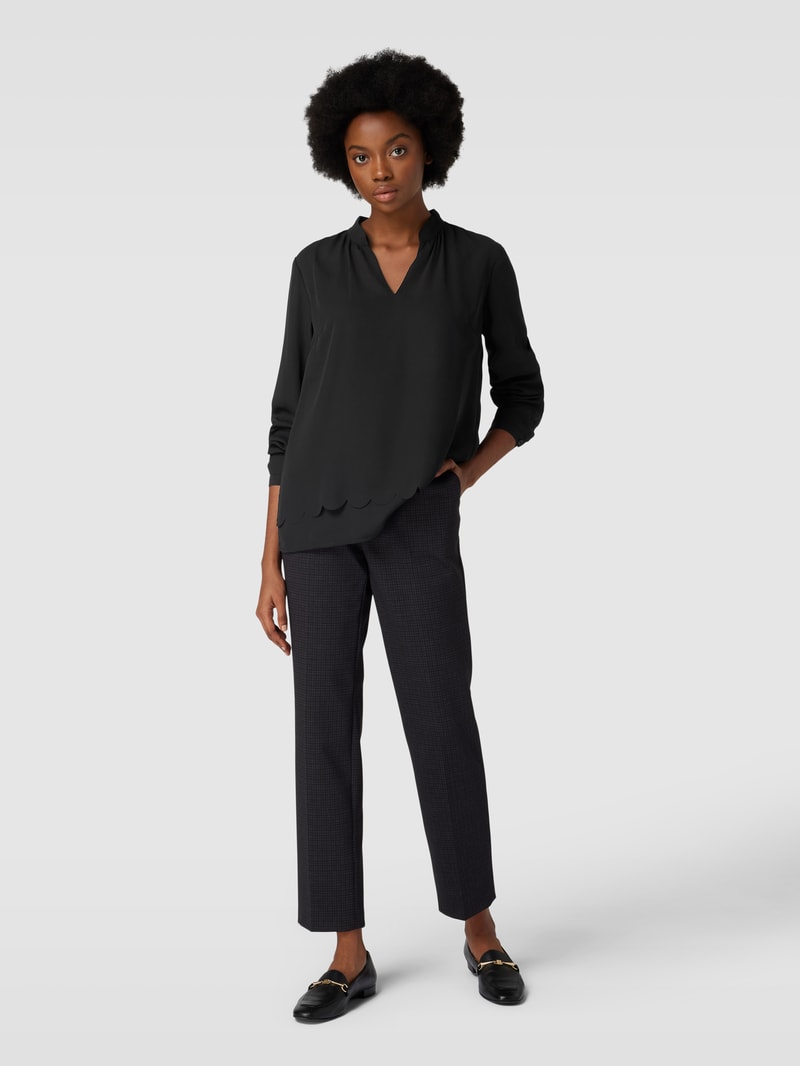 Bluse mit Tunikakragen in schwarz
