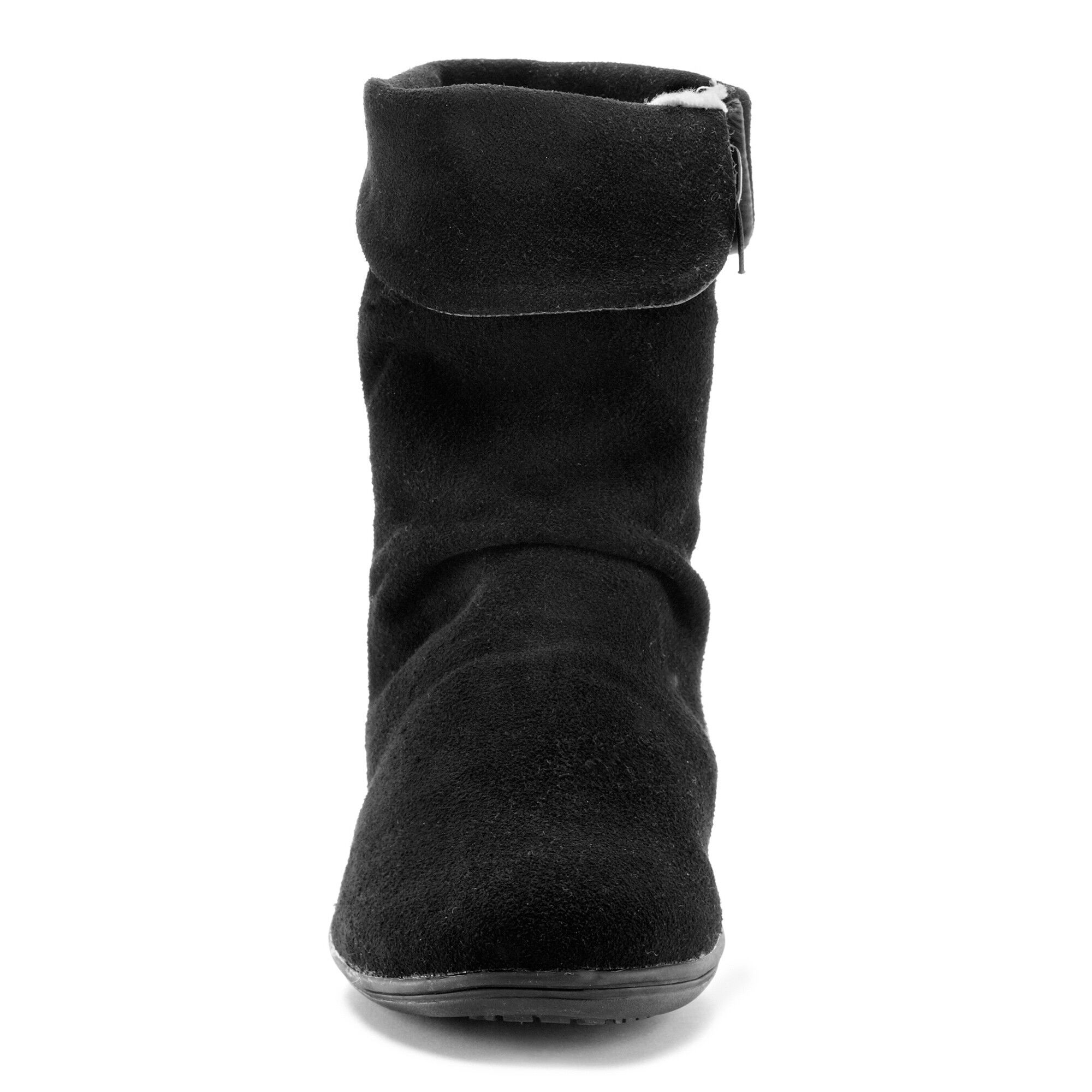 Boots fourrées en croûte de cuir