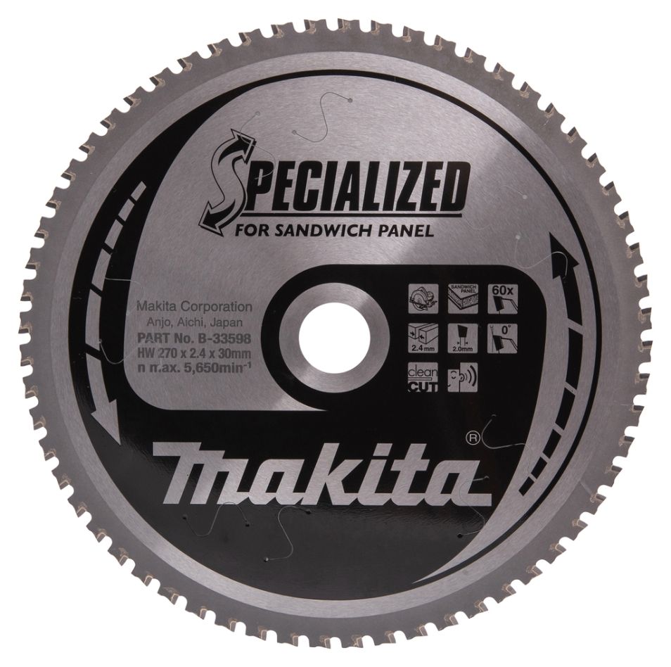 Makita pribor B-33598 Kružna pila Specialized Sendvič ploča SMTCG 270 x 30 x 2,4 mm T60
