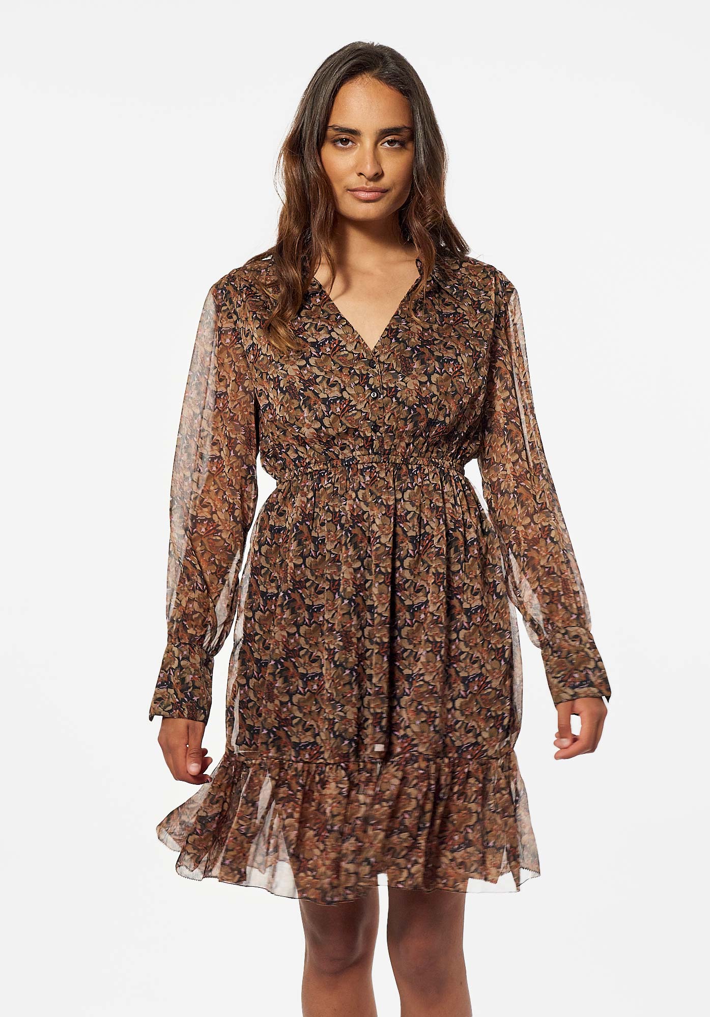 NAWA   Robe fleurie marron Femme