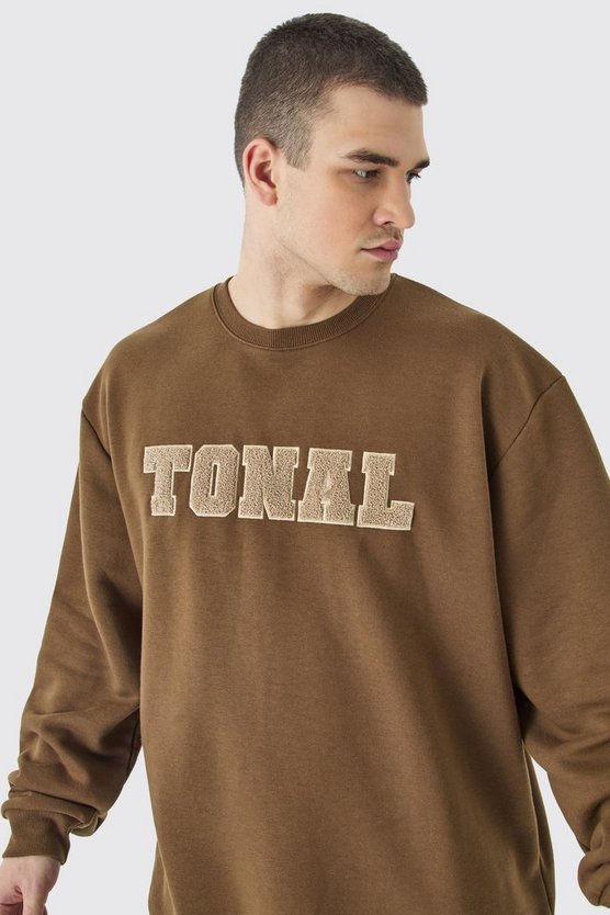 Tall Oversize Borg-Sweatshirt mit Applikation