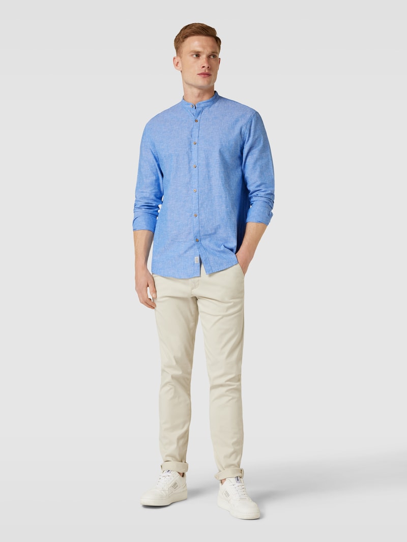 Tailored Fit Freizeithemd mit Stehkragen in royalblau
