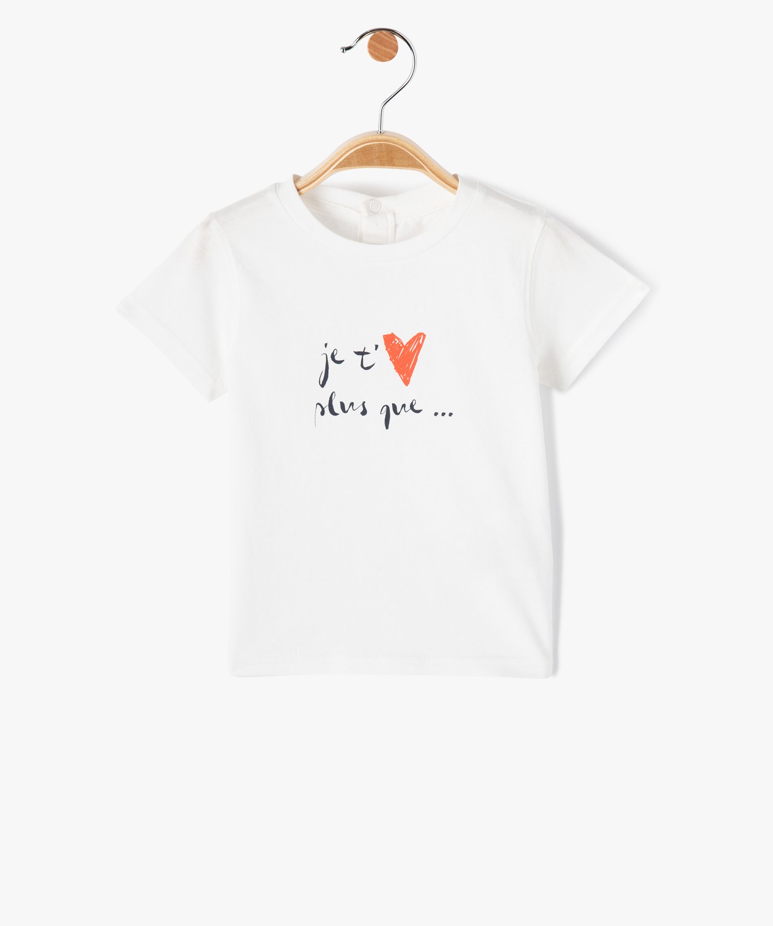 Tee-shirt bébé à manches courtes avec inscription ecru | GEMO