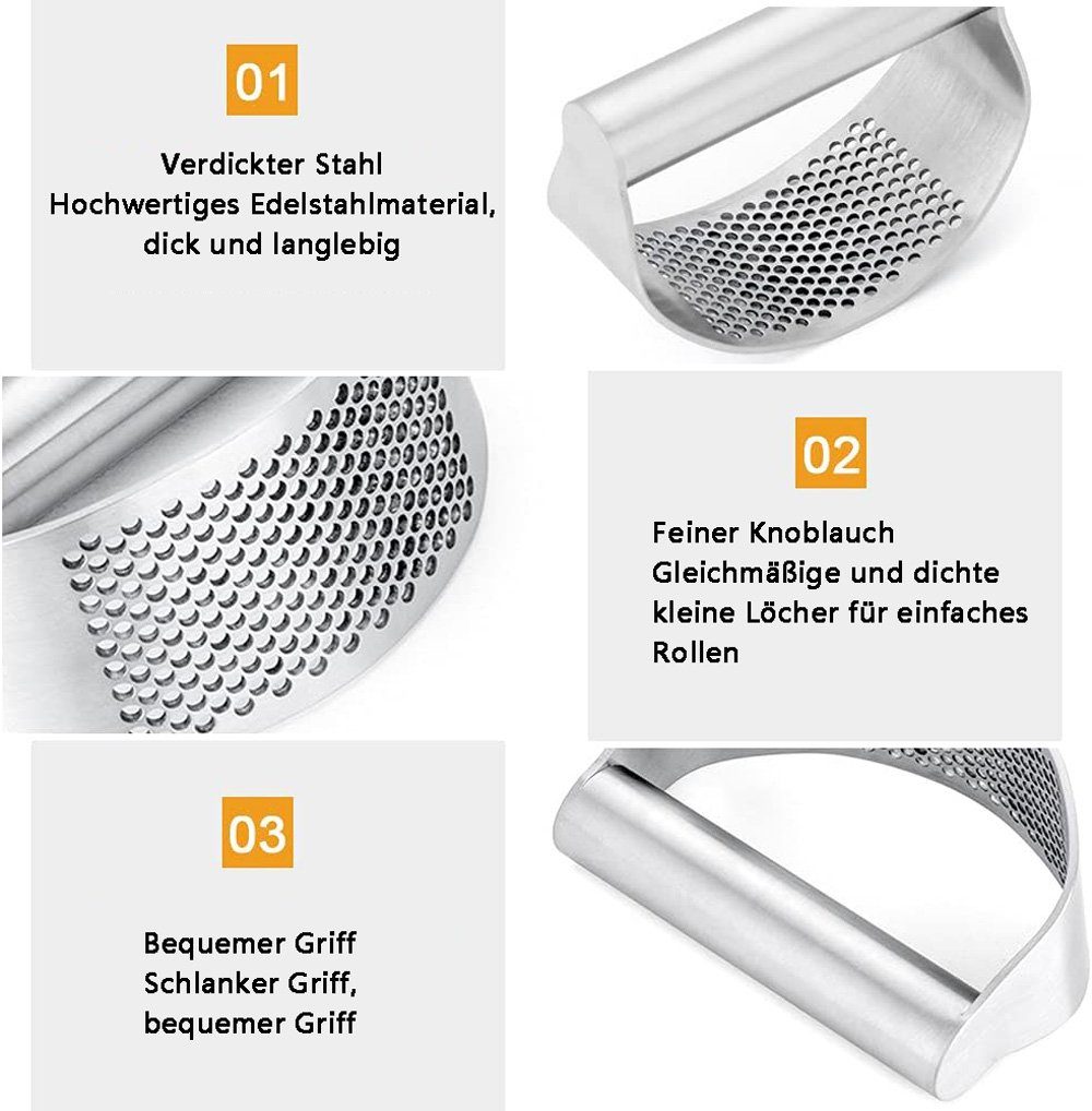 Sarfly Knoblauchpresse Schnelle Knoblauchpresse Wippe Edelstahl Knoblauchwippe (1 St), Edelstahlmaterial