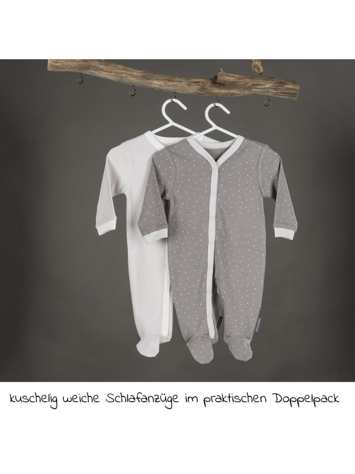 LaLoona Schlafanzug 2er Pack Strampler Pyjama Einteiler - Grau in grau günstig kaufen