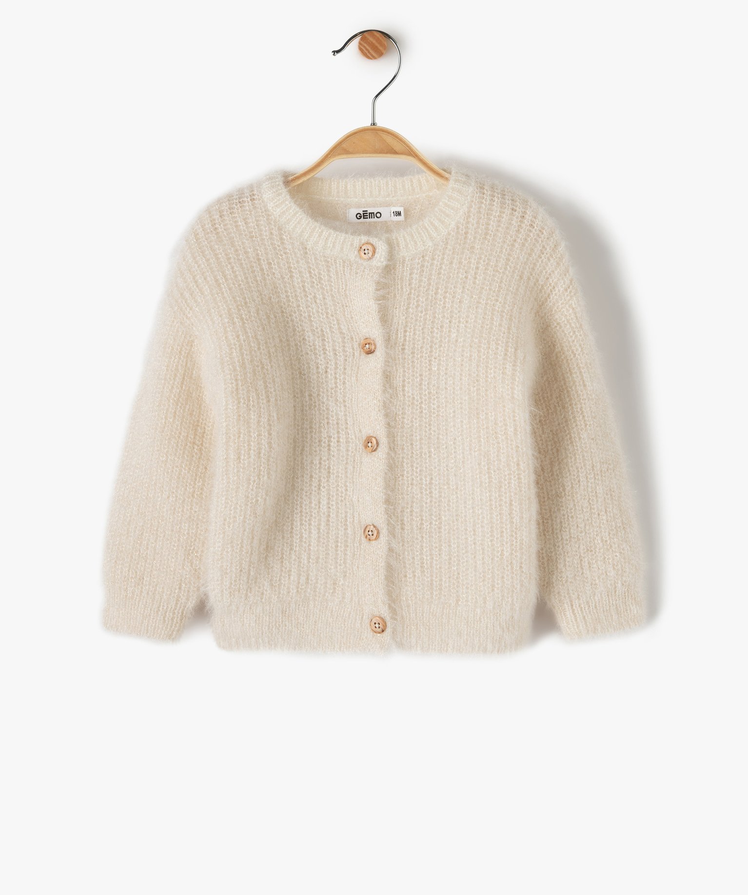 Gilet bébé fille en maille douce pailletée beige | GEMO