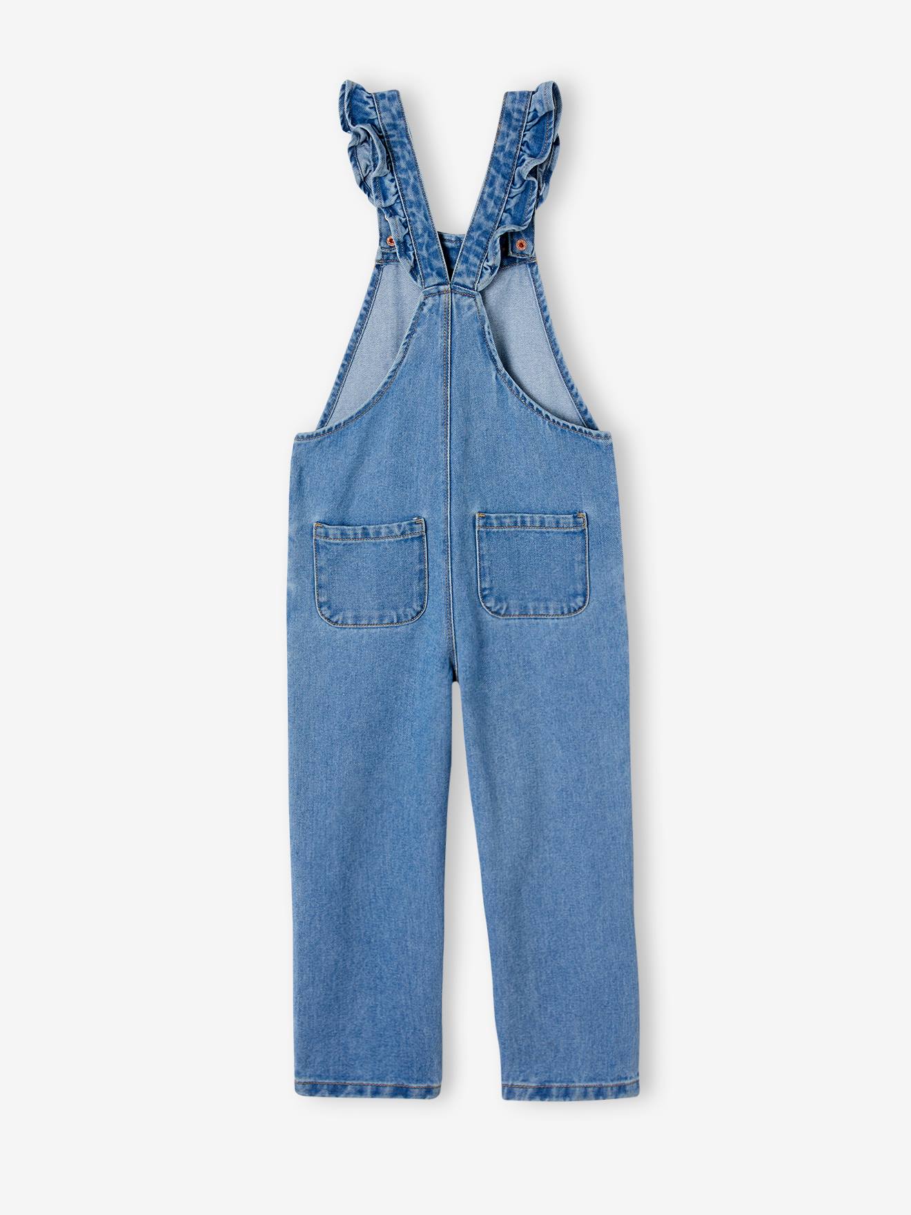 Vertbaudet Mädchen Latzjeans mit Volantträgern Oeko-Tex - blue stone