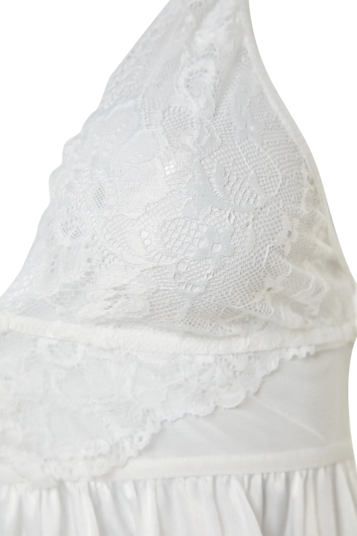 Trendyol Collection  Ecrufarbenes Babydoll mit Satinspitze und Riemenseil THMSS22LL0001