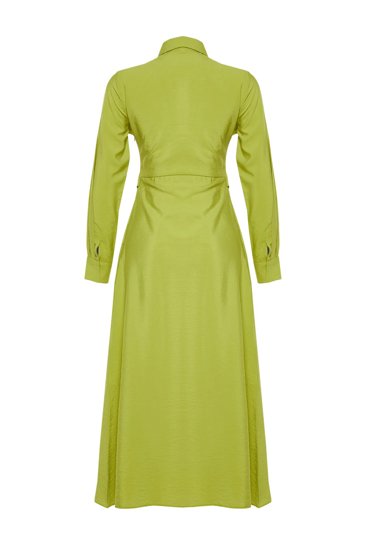 Trendyol Modest  Grünes, gewebtes Kleid mit Hemdkragen und Taillenband und detailliertem Ausschnitt TCTSS24EB00159
