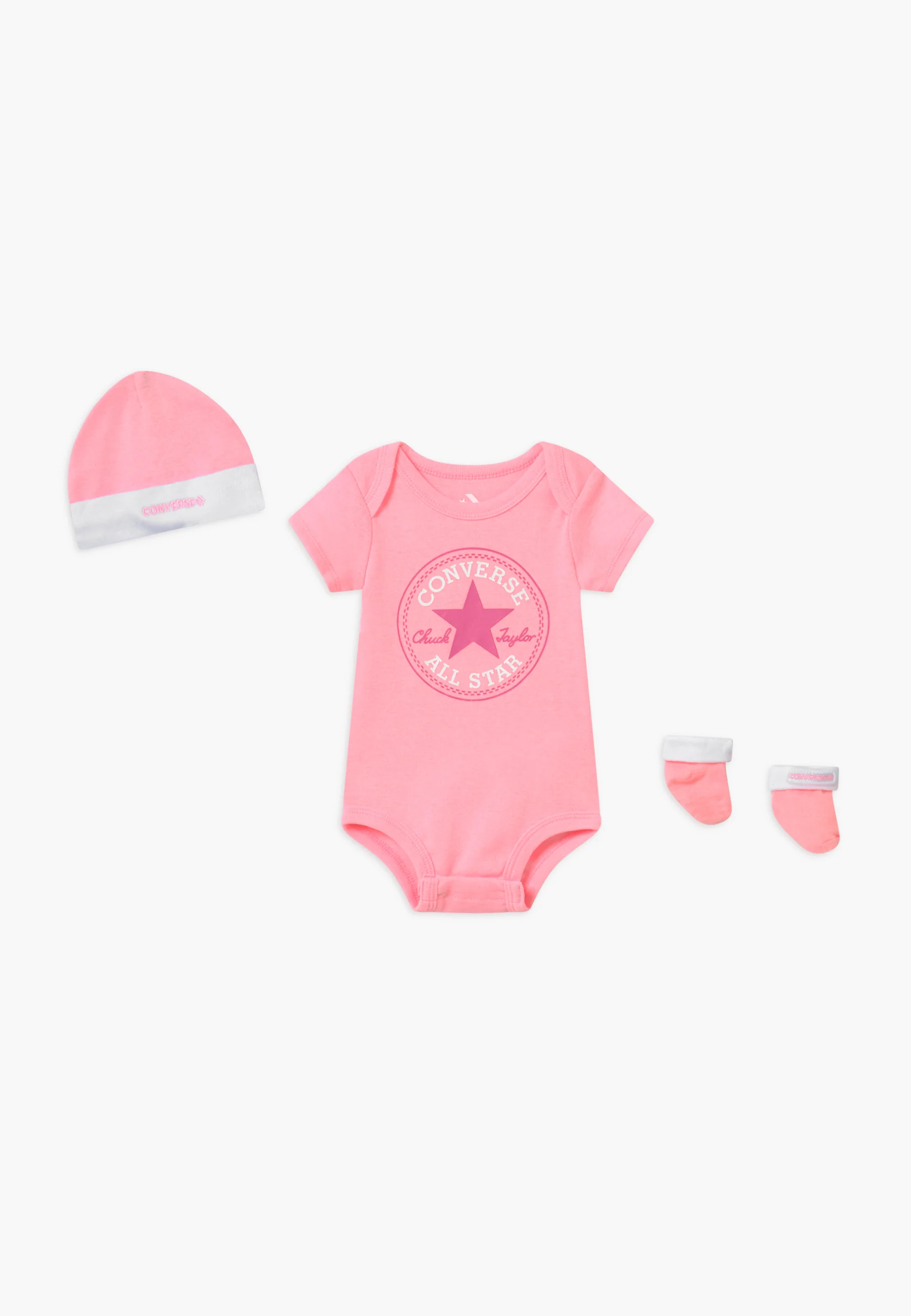 Conjunto unisex de gorro, body y botín para bebé Converse Classic - Regalo para baby shower