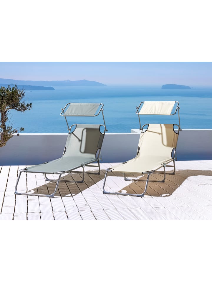 Beliani Gartenliege FOLIGNO in Grau/Silber - (W) 58 x (H) 24 x (L) 205 cm günstig kaufen onesize