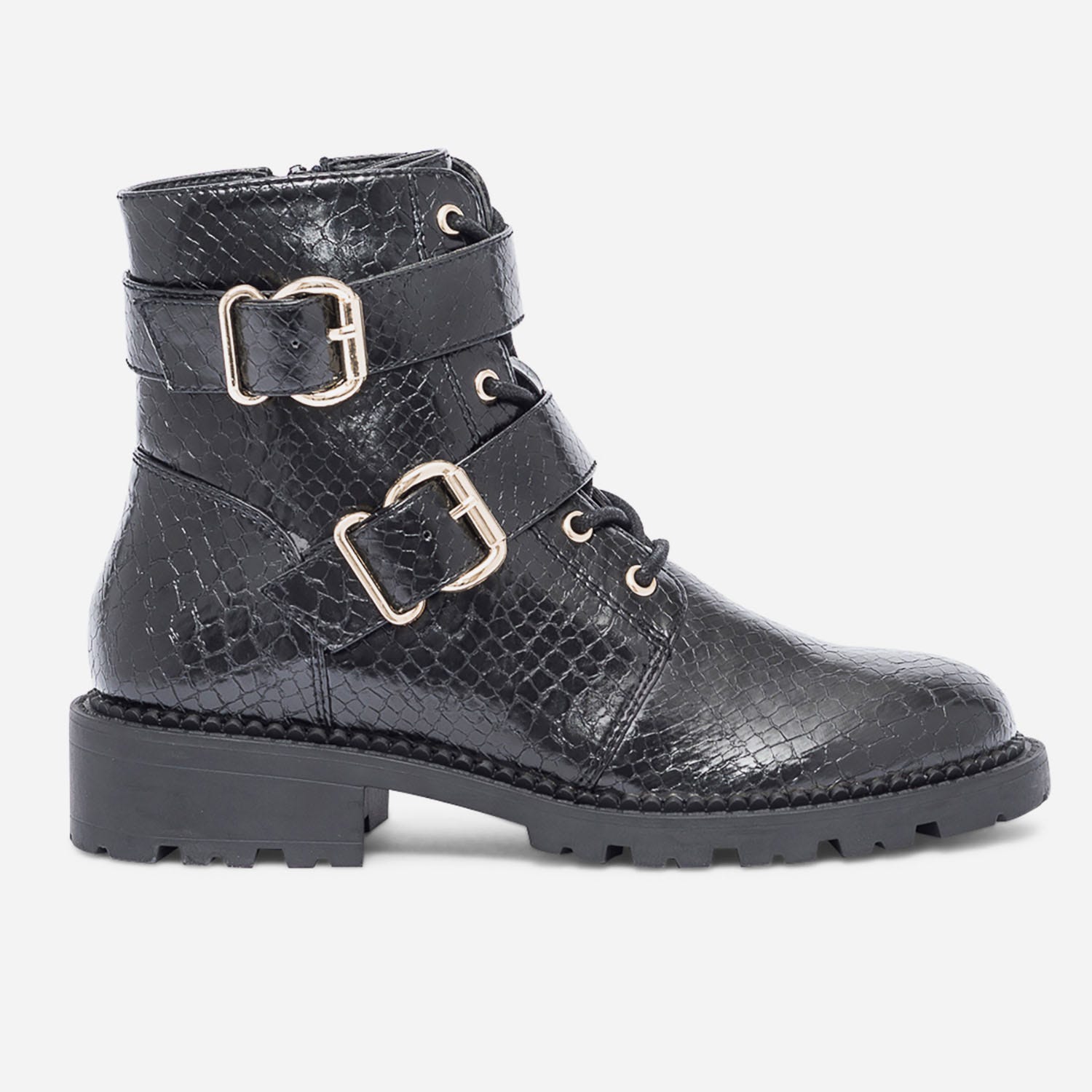 Boots à lacet TEXTO noir effet python