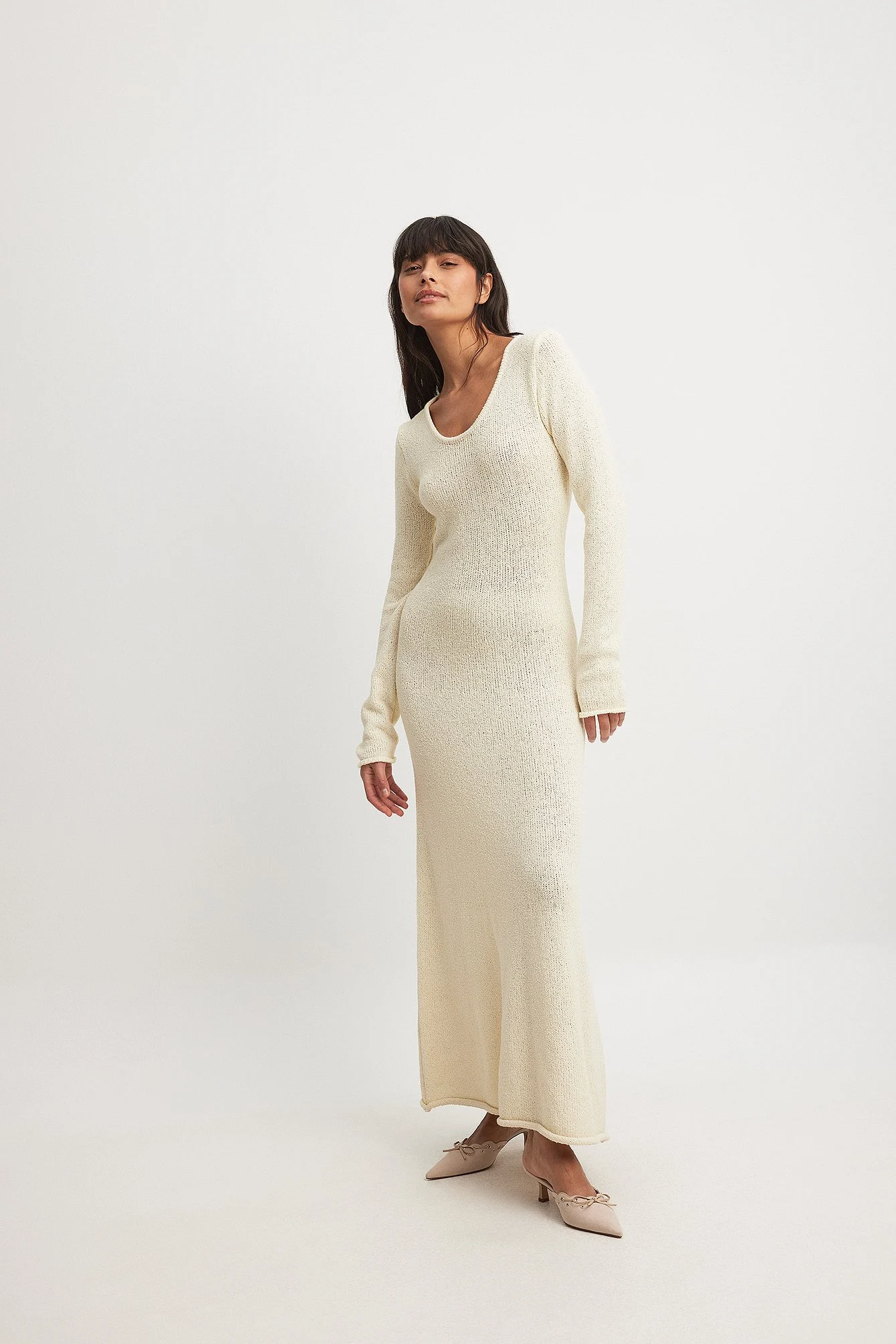 Langärmeliges Maxi-Strickkleid