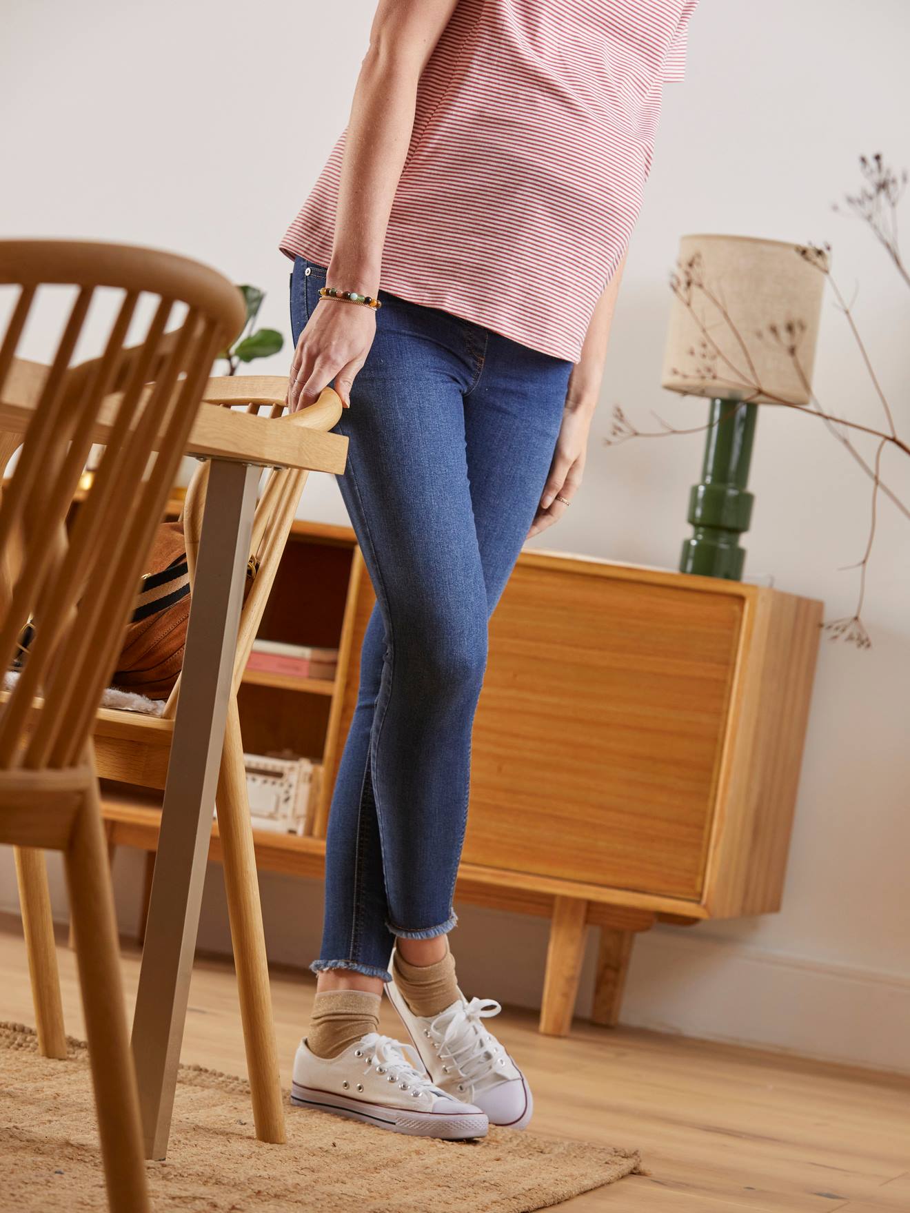 Jean skinny effiloché bleu brut