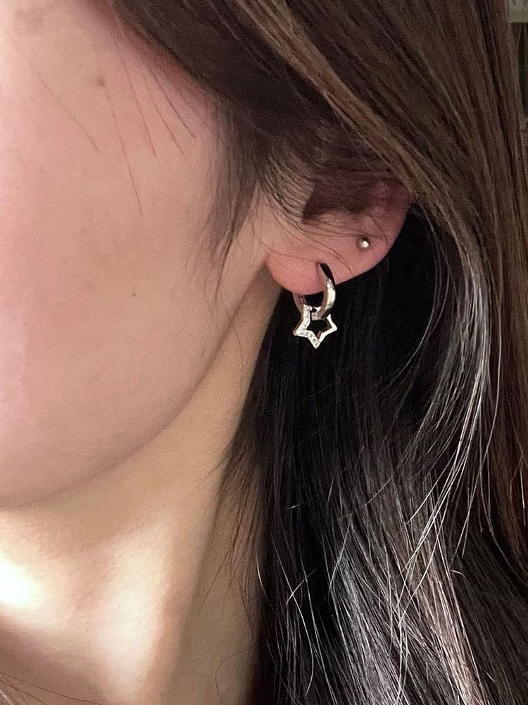 POCHUMIDUU Paar Ohrhänger 925 Sterling Silber Hängeohrringe für Damen (2-tlg., Pentagramm mit Diamanten), Geschenke für Mädchen und Frauen