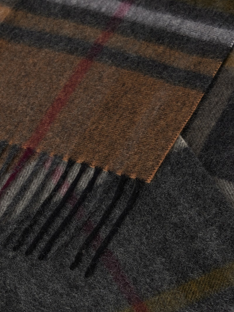 Schal mit Tartan-Karo in cognac
