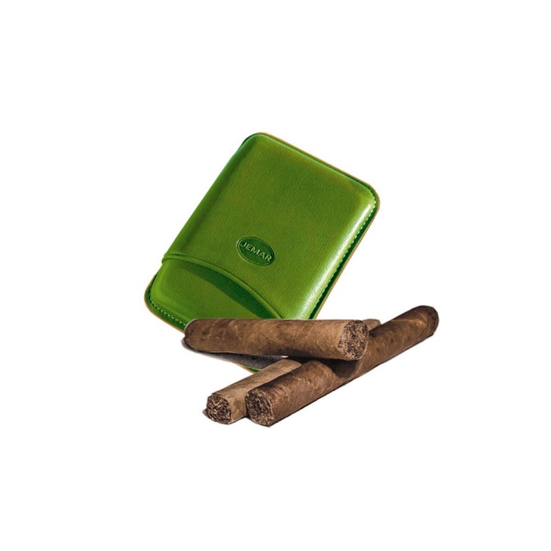 Leder-Zigarrenetui für 3 toskanische Zigarren Grüne Farbe, Jemar (Leder-Zigarrenetui)