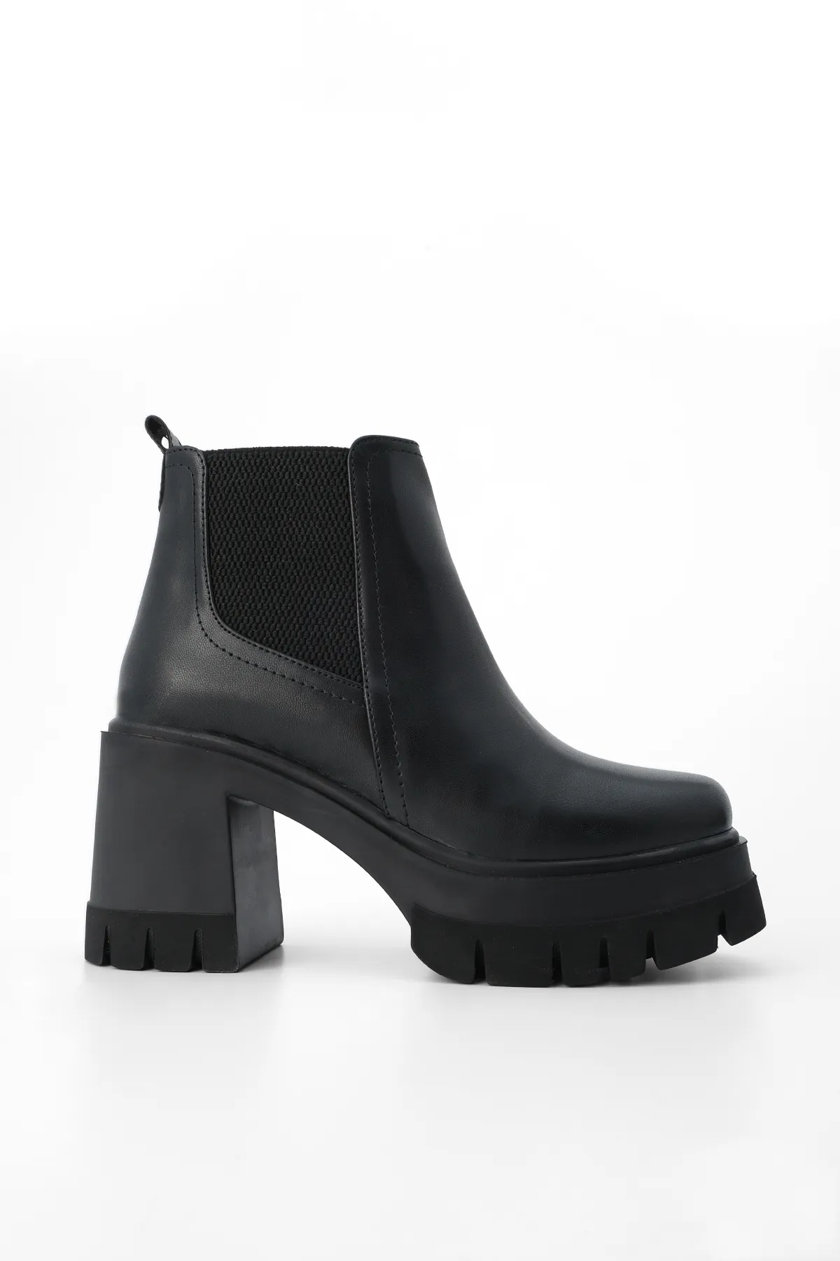 Marjin  Damen-Stiefel aus Gummi mit Reißverschluss und detailliertem Absatz Veros Schwarz