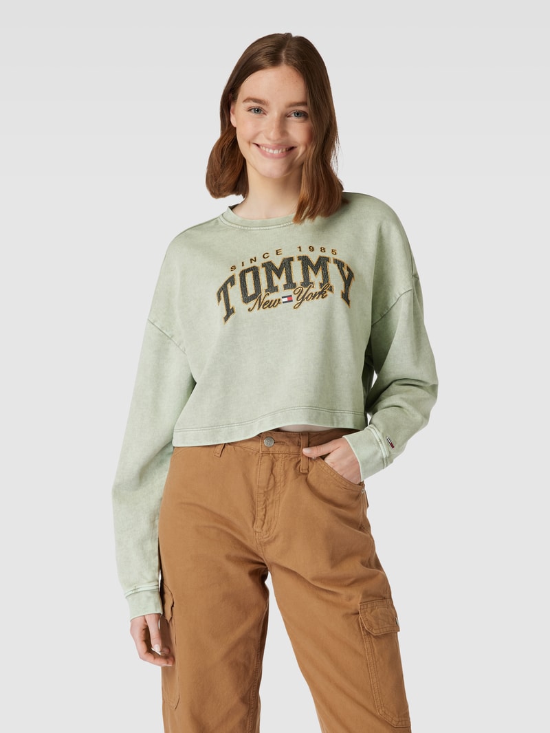 Sweatshirt mit Label-Print in schilf