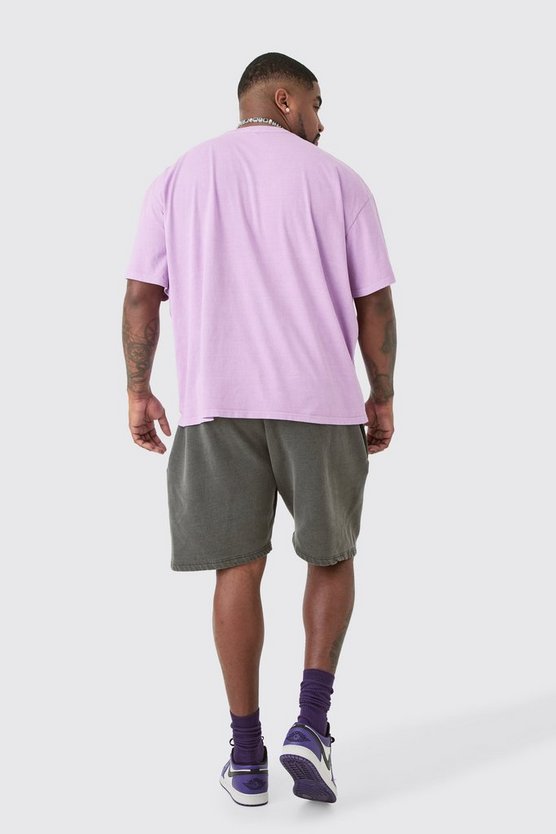 Plus Oversize T-Shirt mit Pour Homme Print in Pink