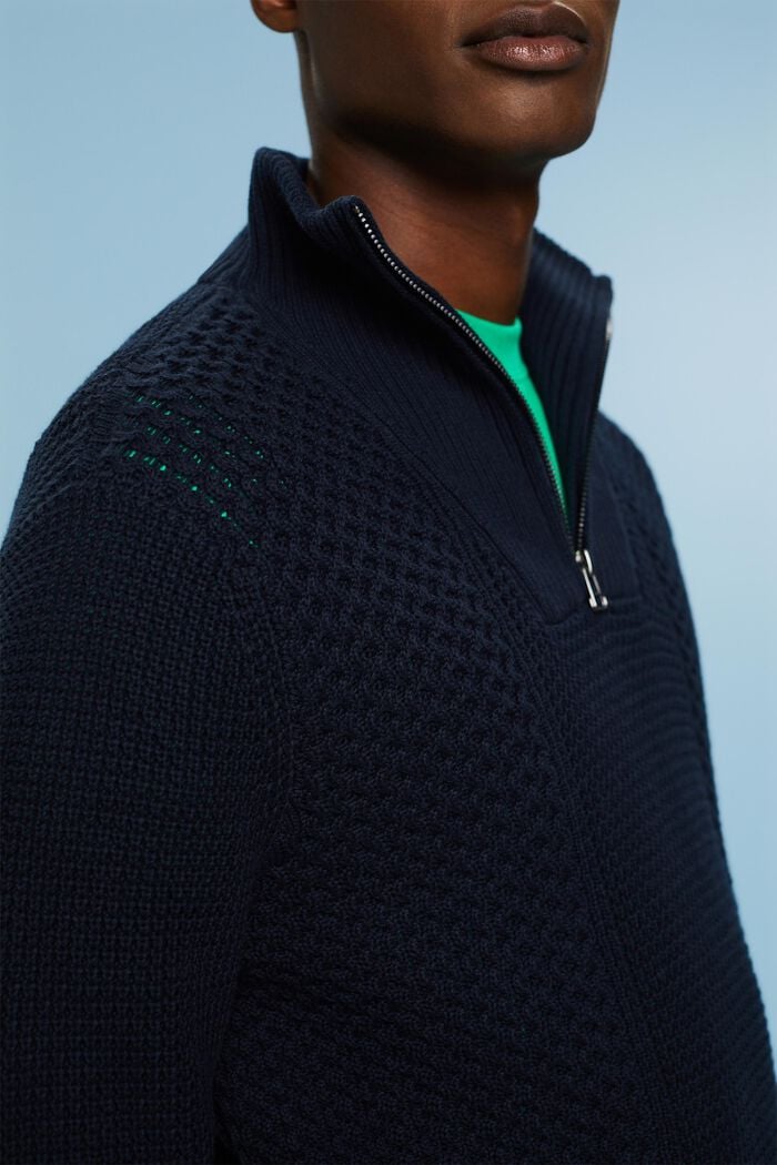 Zopfstrickpullover mit halbem Zipper
