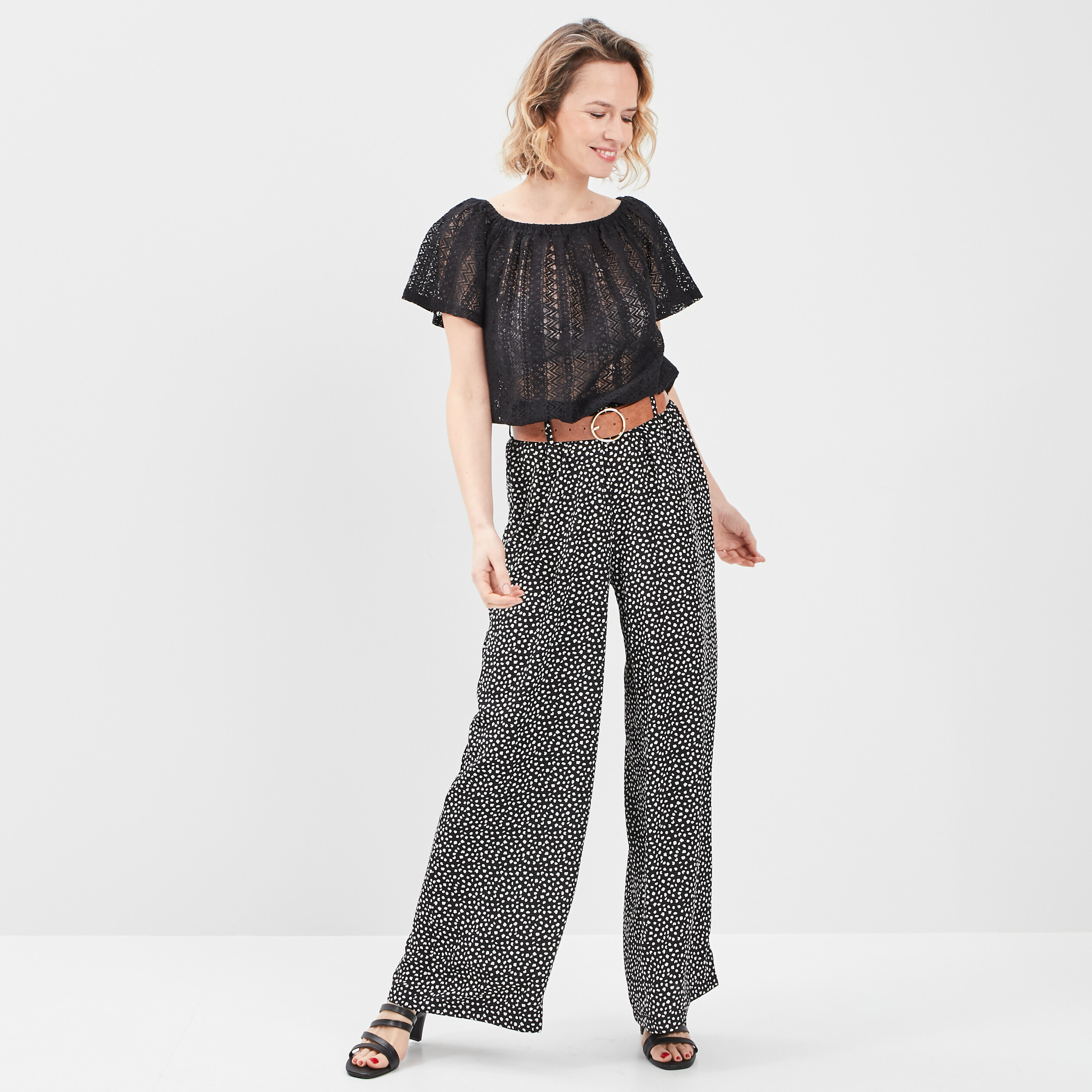 T-shirt manches courtes noir femme | La Halle