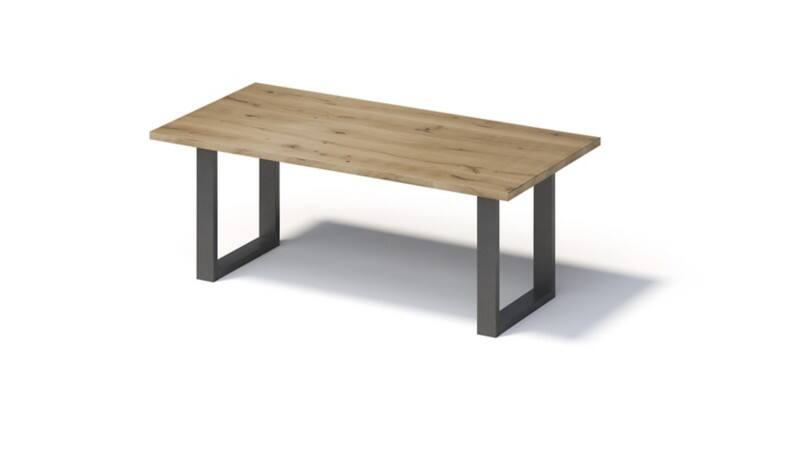 Bisley Fortis Table Regular, 2000 x 1000 mm, gerade Kante, geölte Oberfläche, O-Gestell, Oberfläche: P natürlich / Gestellfarbe: 303 blankstahl