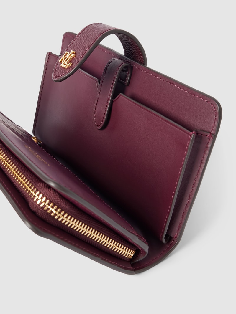 Portemonnaie aus Leder mit Label-Detail Modell 'TECH' in bordeaux rot
