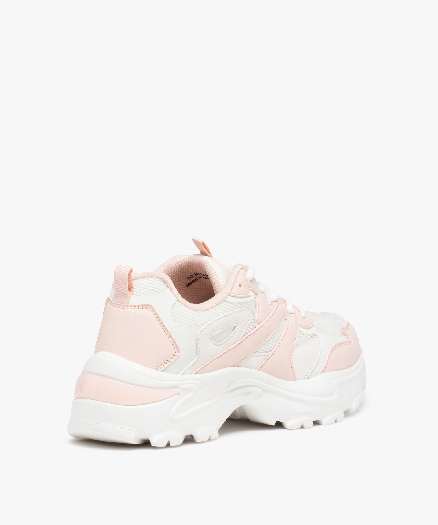 Baskets femme style running bicolores à semelle épaisse rose | GEMO