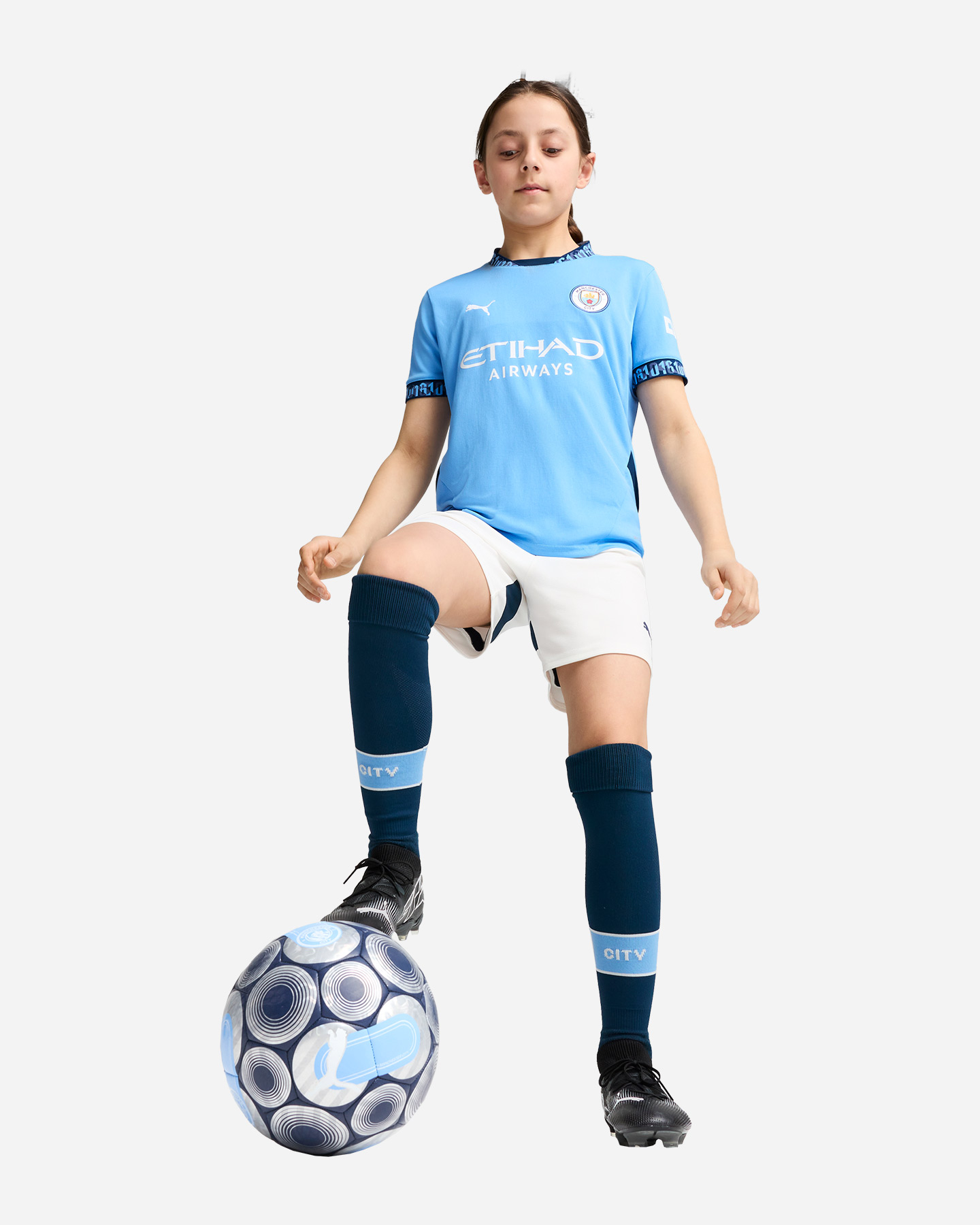 Oficiálna replika domáceho futbalového dresu Puma Manchester City 24-25 Jr 775078-01