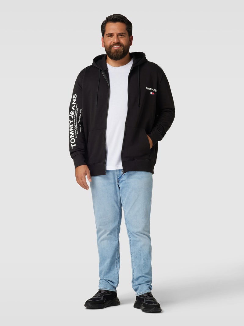 PLUS SIZE Sweatjacke mit Label-Print in schwarz