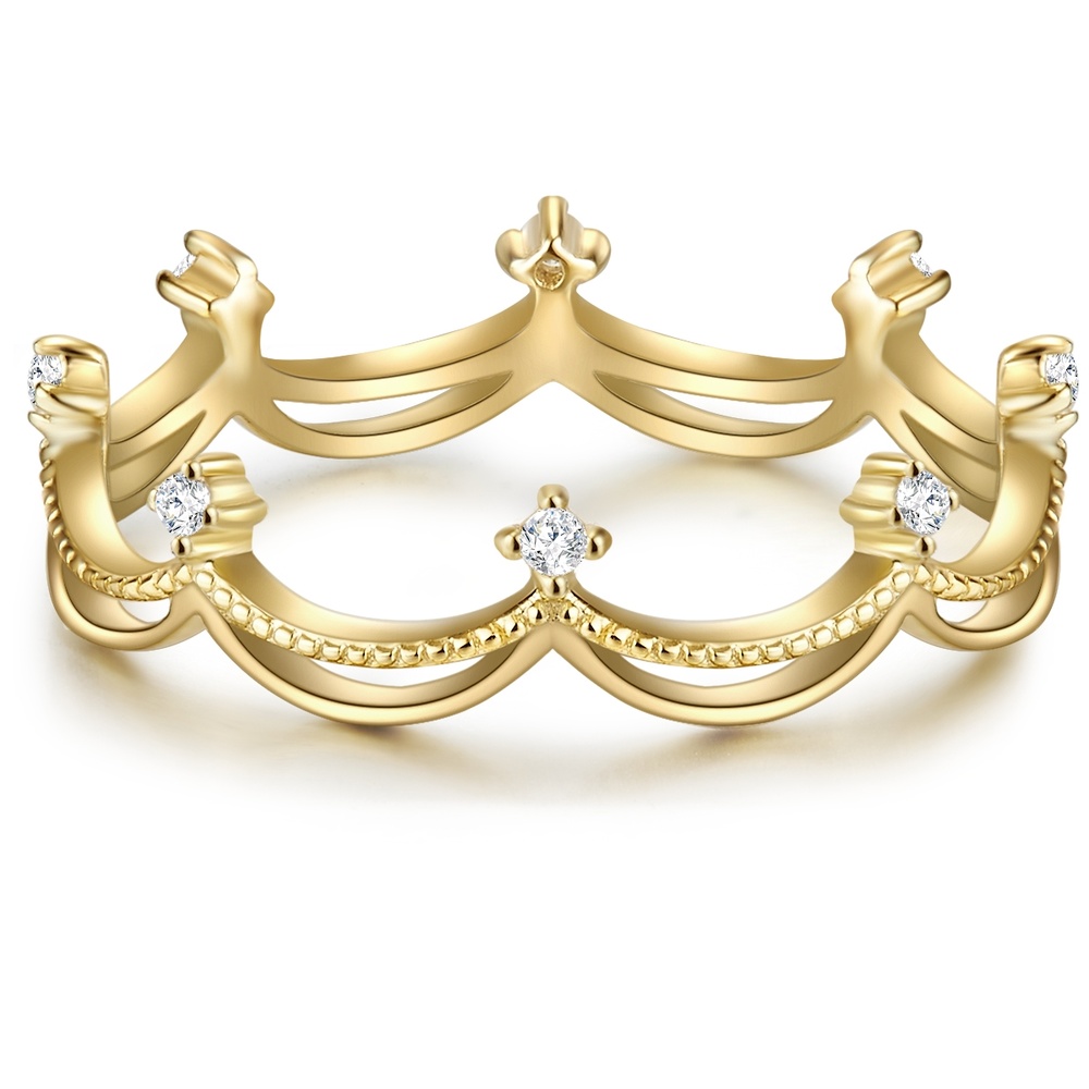 Glanzstücke München Bague en argent Couronne Argent sterling Oxyde de zirconium (CZ) en Or jaune Bague