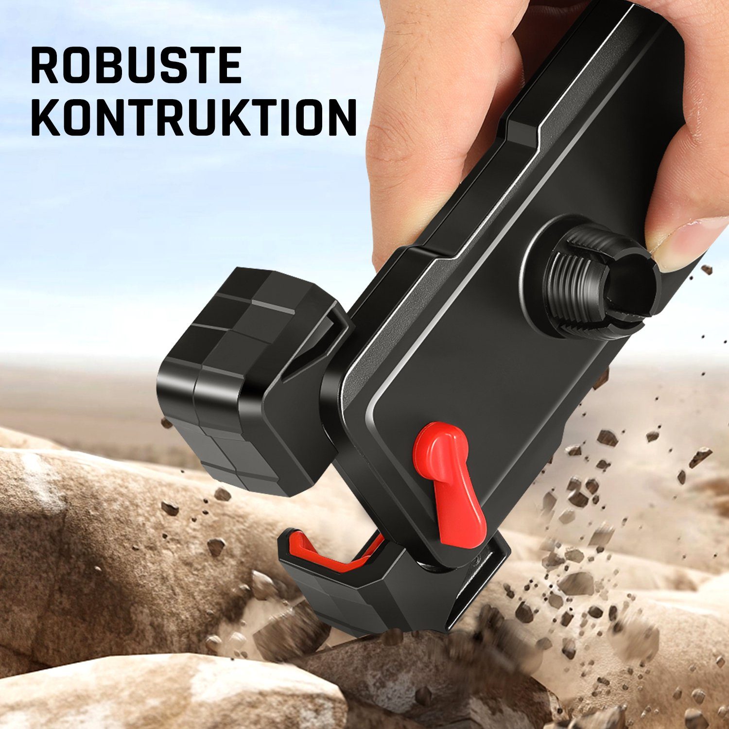 WILGOON Handyhalterung Motorrad, Universal Handyhalter Fahrrad A295 Handy-Halterung, (Anti Shock & Vibration Design 360° Drehung Handy-Halterung)