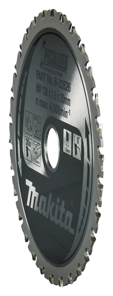 Makita Zubehör B-33526 Kreissägeblatt aus Baustahl, Spezialgröße 136x20x1,5 mm, 30 Zähne, 0 g