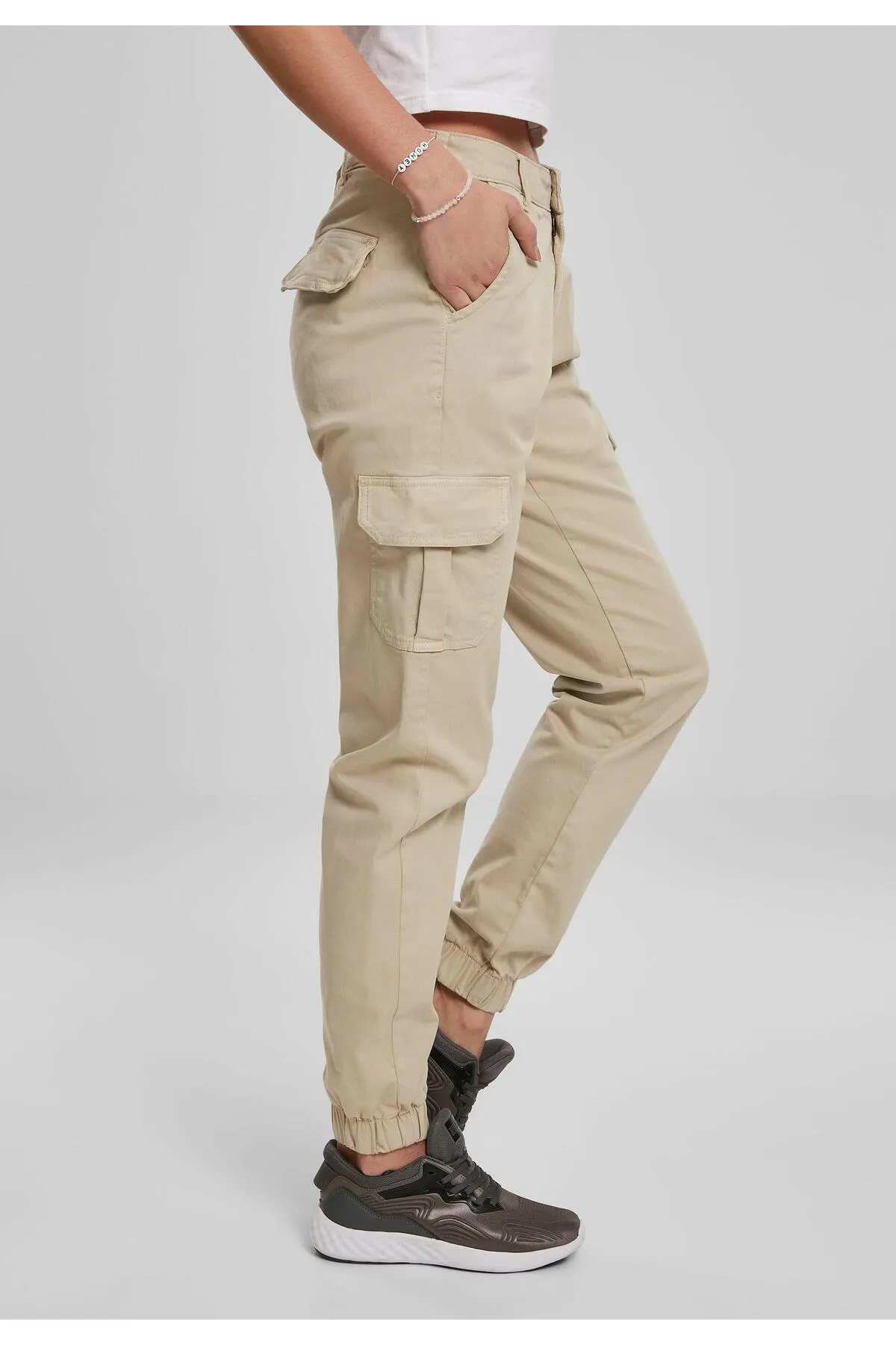 Urban Classics  Damen Cargohose mit hoher Taille für Damen