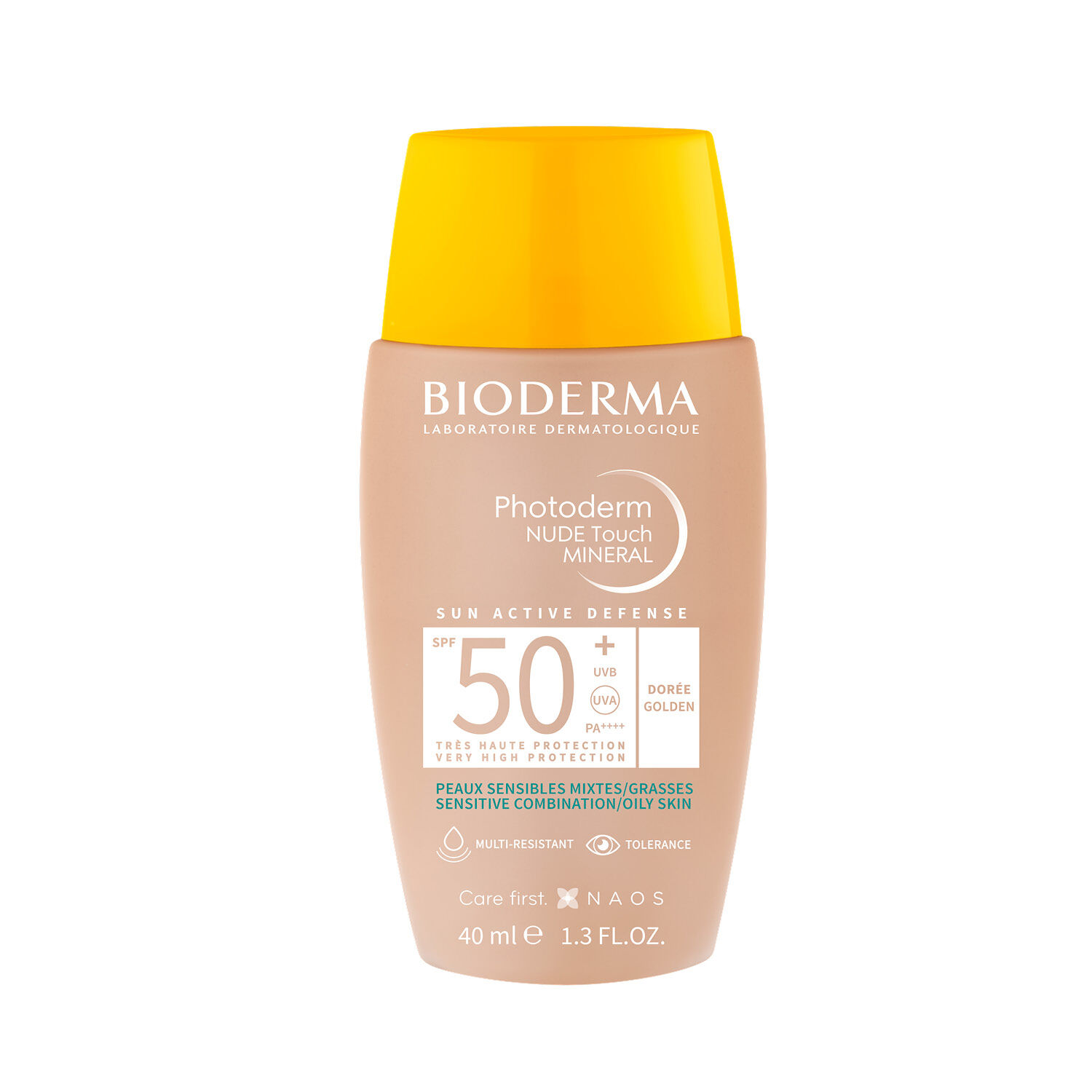 Bioderma Photoderm Nude Touch Soin Minéral Teinté Doré - Peaux Sensibles Mixtes/Grasses SPF50+ 40 ml