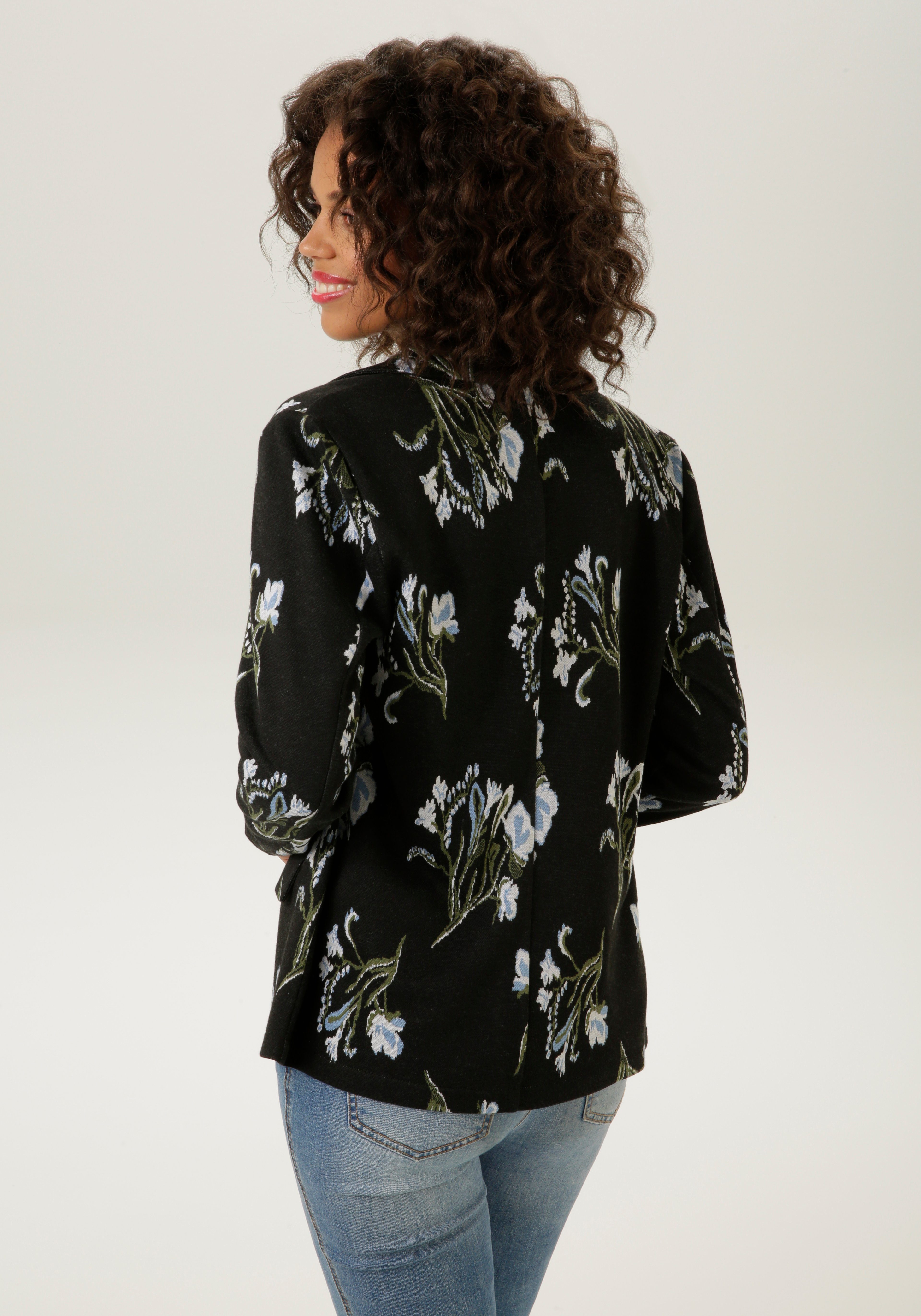 Aniston CASUAL Sweatblazer mit farbharmonischem Blumen - jedes Teil ein Unikat - NEUE KOLLEKTION