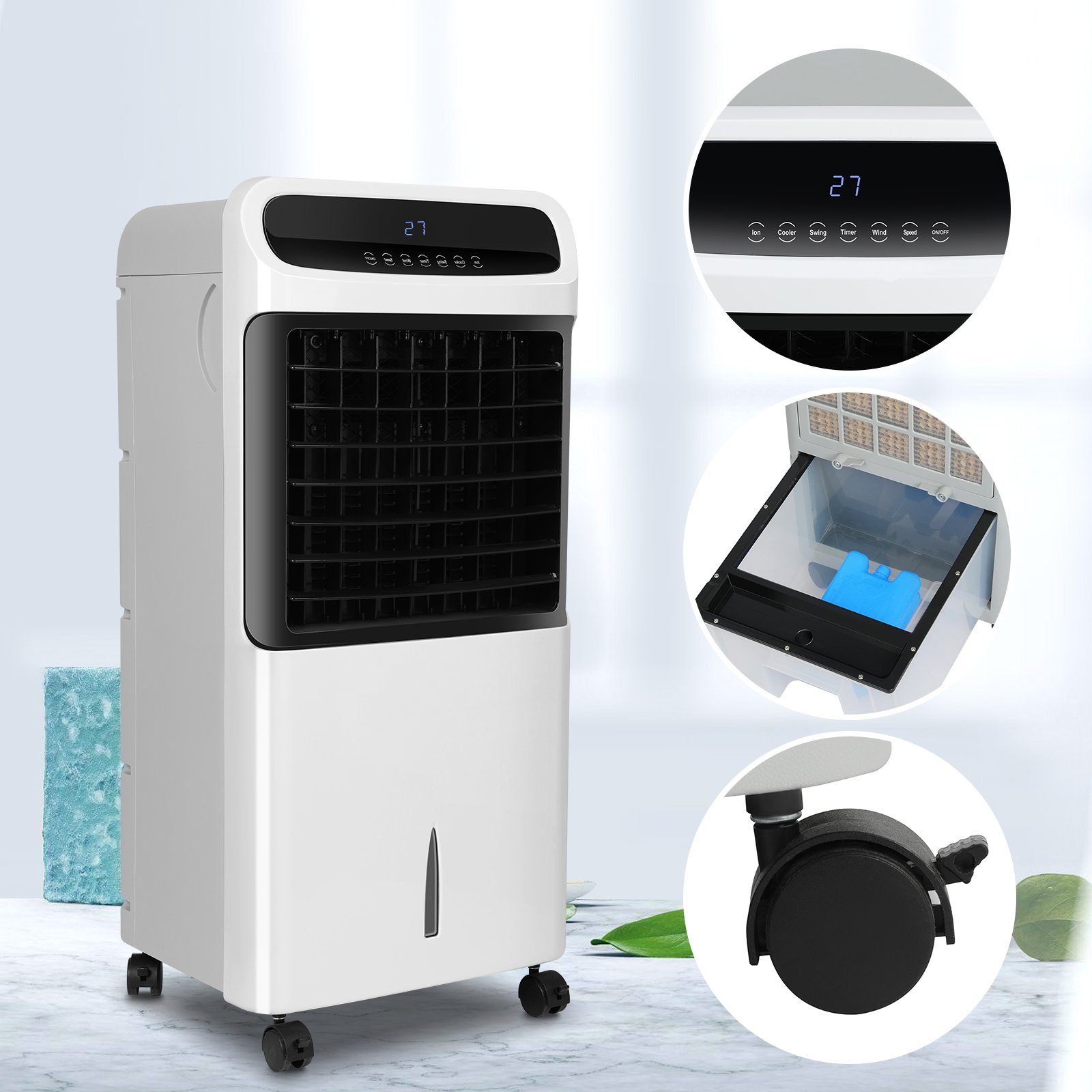 HomeMiYN Standventilator 12L Standventilator Klimagerät 4-in-1-Funktion Mobiles Klimagerät