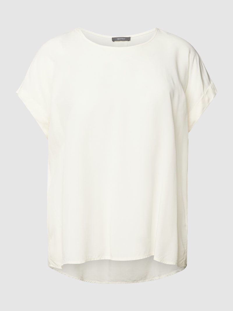 Blusenshirt aus reiner Viskose mit Kellerfalte in offwhite