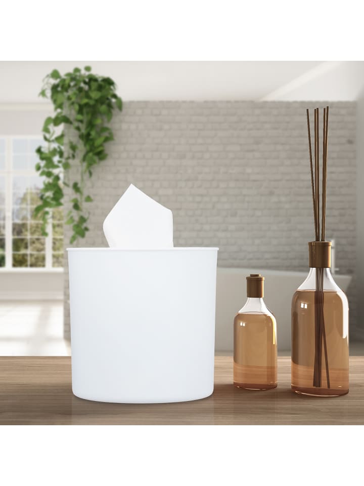 relaxdays Kosmetiktuchbox in Weiß/Natur - (H)13 x Ø13,5 cm günstig kaufen onesize