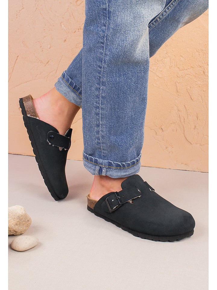 billowy Leder-Clogs in Schwarz günstig kaufen