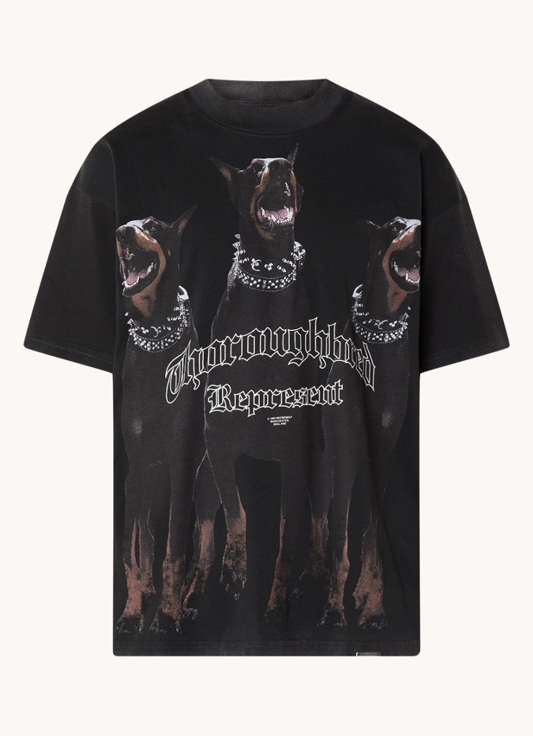 T-shirt con l'immagine di un purosangue e il logo stampato