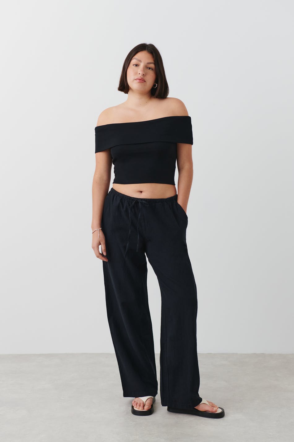 Folded off shoulder top
