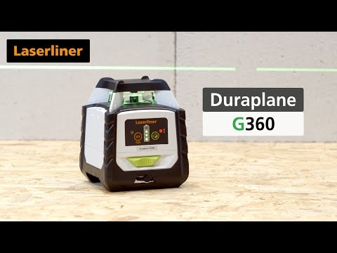 Ласерлинер 052.555A ДураПлане Г360 РX хоризонтални зелени линијски ласер од 360 степени са пријемником RangeXtender Г60, стезаљком CrossGrip, стативом од 175 цм и нивелирском летвом од 3 м