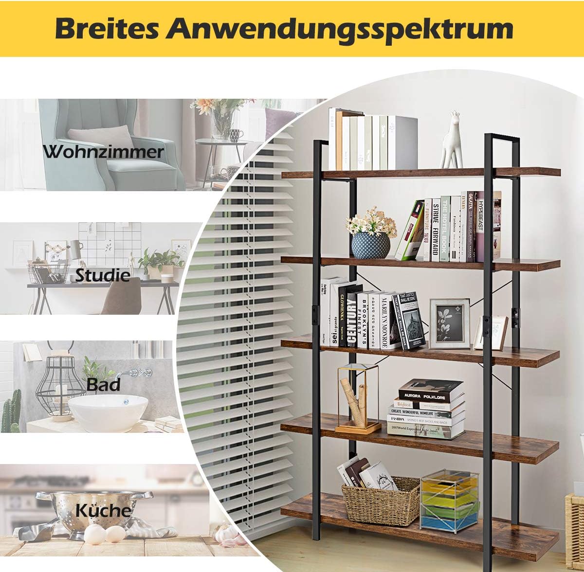 Costway COSTWAY Standregal Leiterregal 5 Ebenen