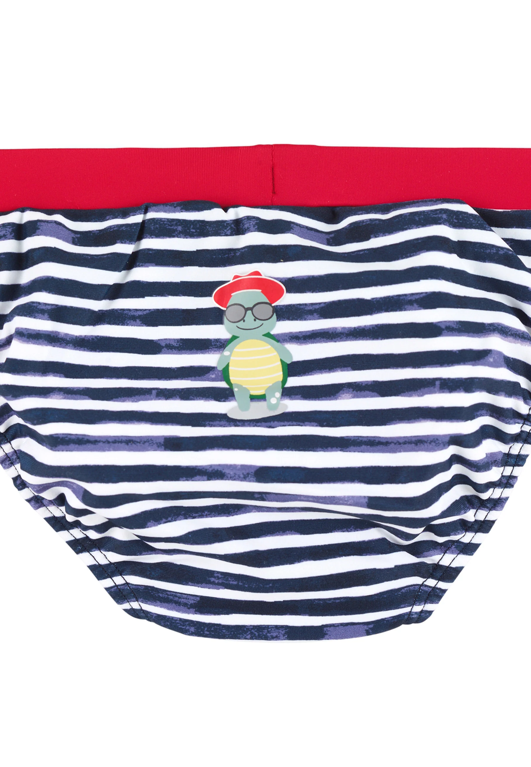 Badehose mit maritimem Streifen, Print Schildkröte
