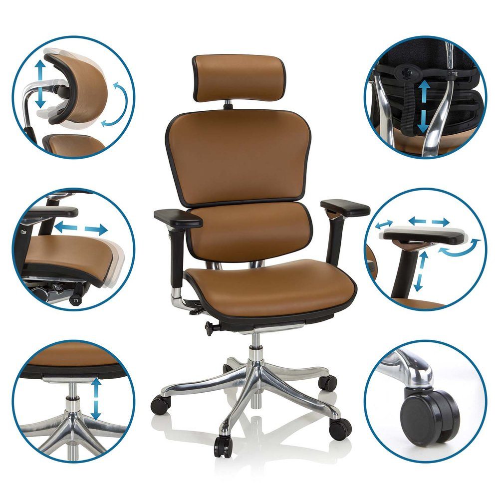 hjh OFFICE Drehstuhl High End Bürostuhl ERGOHUMAN PLUS Leder (1 St), Schreibtischstuhl ergonomisch