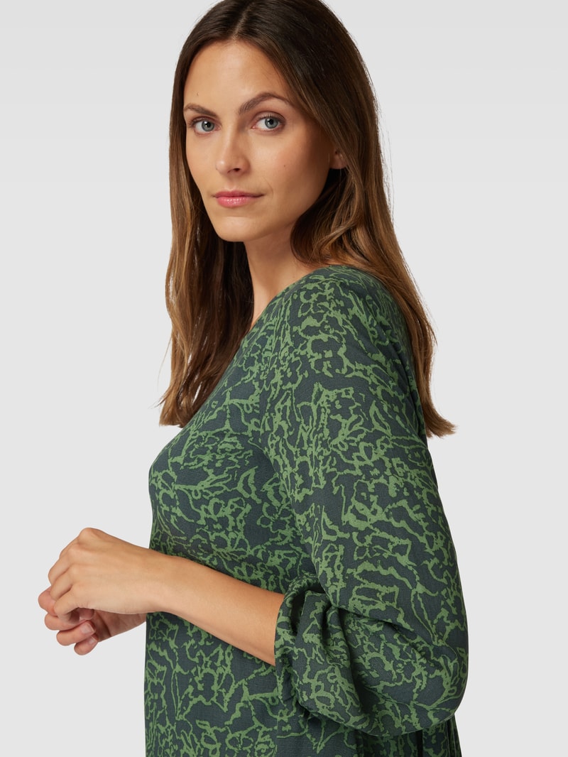 Knielanges Kleid mit Allover-Muster in grasgrün